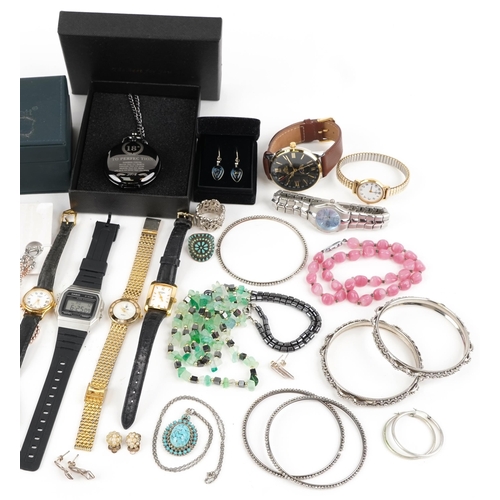 3382 - Vintage and later jewellery and wristwatches including brooches, necklaces, bracelets and earrings