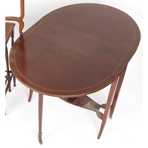 1039 - An Edwardian mahogany nest of three occasional tables, 67cm H x 54cm W x 36cm D, together with an Ed... 