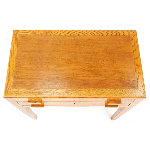 1114 - Art Deco oak canteen table containing a mixed plated canteen of cutlery, the case 77cm H x 64cm W x ... 