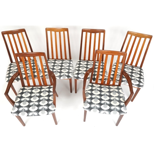 1037 - Set of six late 20th century mahogany G Plan dining chairs comprising four standard and two carver, ... 