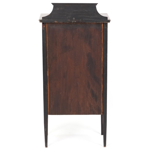 1078 - Edwardian mahogany and satinwood cross banded music cabinet fitted with a glazed door above a fall f... 