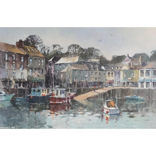 3642 - Michael D. Hill - Harbour scene, 20th century British school gouache on paper, framed and glazed, 28... 