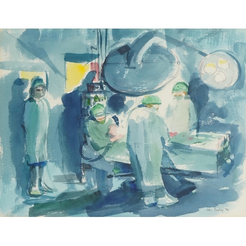 3637 - John Powley - Laparotomy in Theatre Five, late 20th century British school watercolour on paper, fra... 