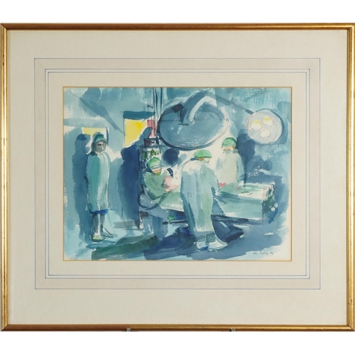 3637 - John Powley - Laparotomy in Theatre Five, late 20th century British school watercolour on paper, fra... 