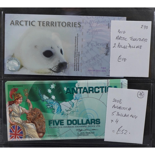 2230 - Vintage banknotes to include three experimental test die 1 banknotes, two Mickey Mouse Disney dollar... 