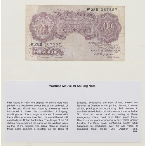 2233 - Vintage British banknotes consisting of nine brown ten shilling notes from the 1940s, three mauve em... 