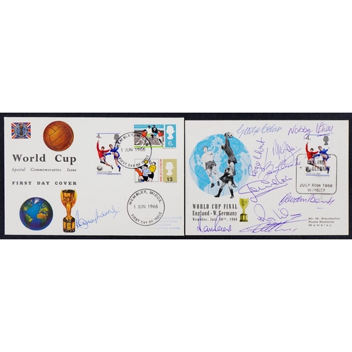 2392 - Two 1966 World Cup covers comprising the first day issue of the 1966 stamps signed by Bobby Moore an... 