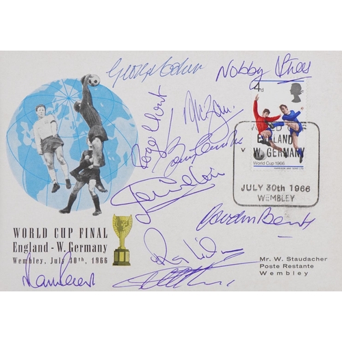 2392 - Two 1966 World Cup covers comprising the first day issue of the 1966 stamps signed by Bobby Moore an... 