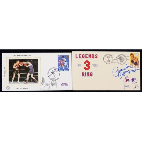 2391 - Two commemorative stamp covers of boxers, one signed by Henry Cooper postmarked 10th October 198O an... 