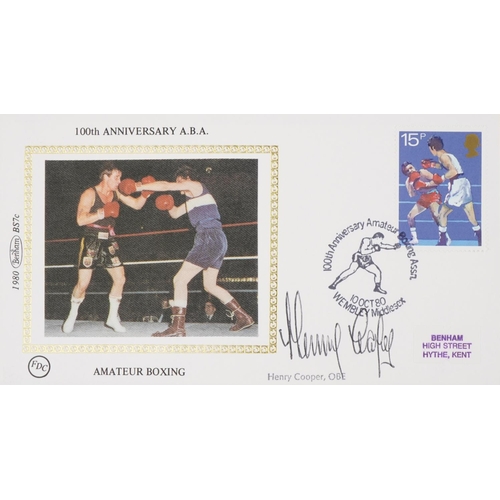 2391 - Two commemorative stamp covers of boxers, one signed by Henry Cooper postmarked 10th October 198O an... 