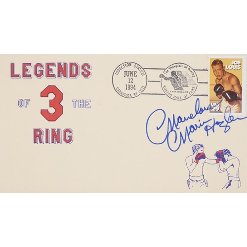 2391 - Two commemorative stamp covers of boxers, one signed by Henry Cooper postmarked 10th October 198O an... 