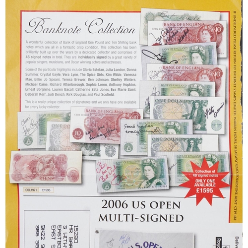 2226 - Collection of Bank of England one pound and ten shilling banknotes, each signed by popular singers, ... 