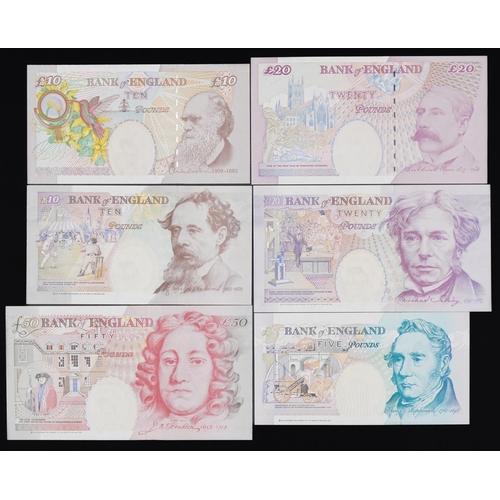 2228 - Uncirculated set of British banknotes comprising five pounds, ten pounds, twenty pounds and fifty po... 