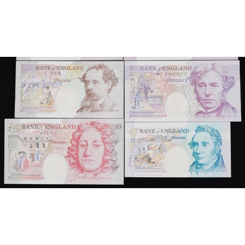 2228 - Uncirculated set of British banknotes comprising five pounds, ten pounds, twenty pounds and fifty po... 