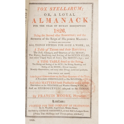 2321 - Old Moore's Almanac for 1826 by Francis Moore, Physician, sold by Isaac Watson, paperbound book