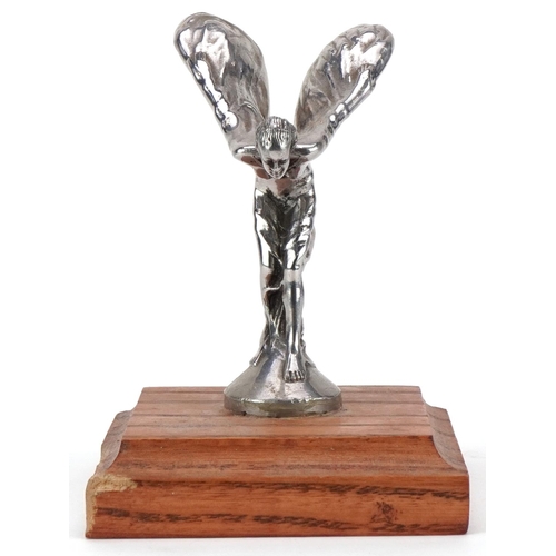 2459 - Rolls Royce Motors Limited cast metal Spirit of Ecstasy mounted on a later square wooden base, overa... 