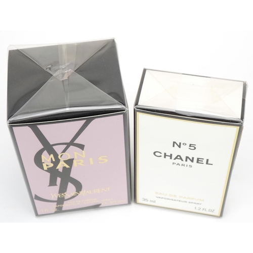 1443 - Two as new bottles of perfume - 30ml Yves Saint Laurent Mon Paris and 35ml Chanel No. 5