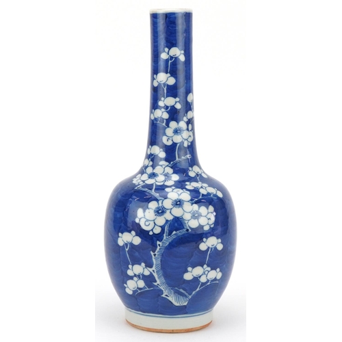 144 - Chinese blue and white porcelain bottle vase, late 19th/early 20th century, decorated with flowers, ... 