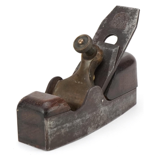 292 - Cast steel, brass and wood smoothing plane by I. Sorby, Sheffield, 19cm in length