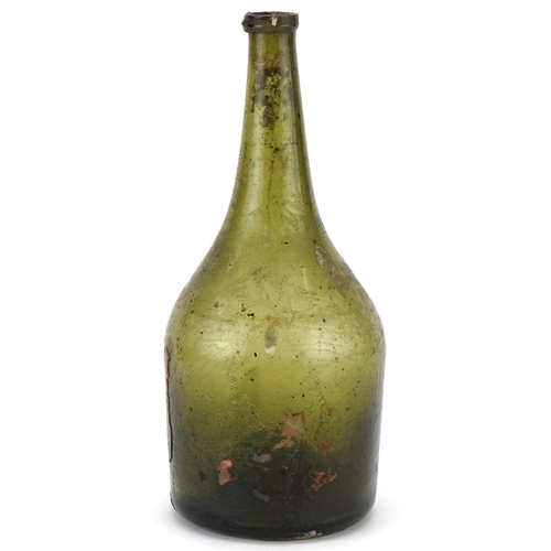 359 - 18th century green glass bottle, 24cm high