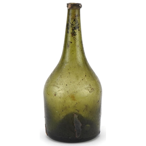 359 - 18th century green glass bottle, 24cm high