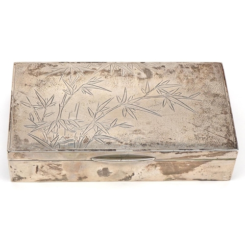 410 - Chinese silver cigarette box, mid 20th century, made in Hong Kong by Wai Kee, 4cm H x 17cm W x 9cm D