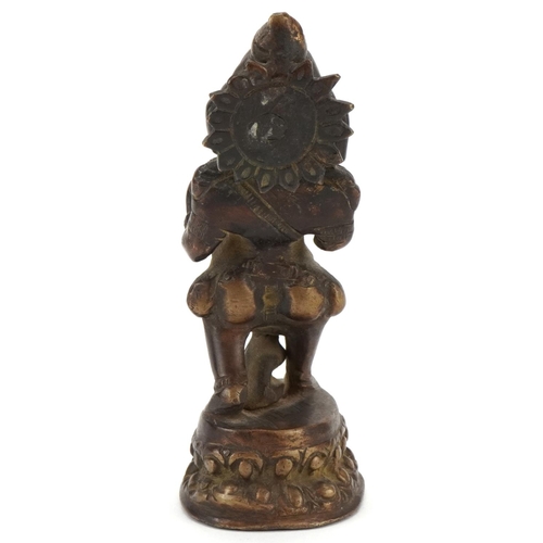 92 - Late 19th/early 20th century Indian brown patinated bronze figure of Ganesh, 14cm high