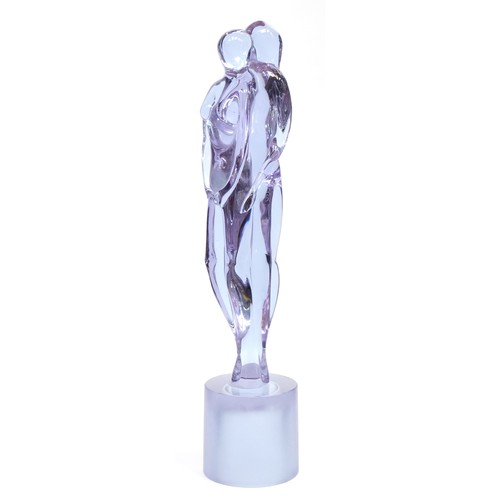 65 - Murano neodymium alexandrite glass sculpture of an embracing couple, , 51cm high