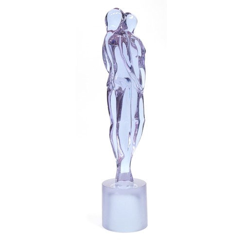 65 - Murano neodymium alexandrite glass sculpture of an embracing couple, , 51cm high