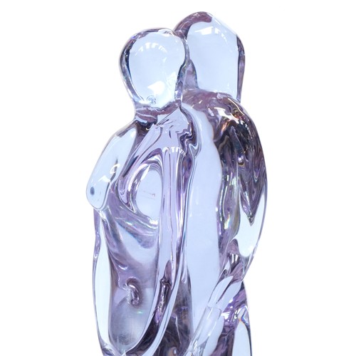 65 - Murano neodymium alexandrite glass sculpture of an embracing couple, , 51cm high