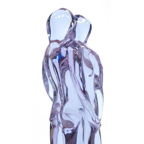 65 - Murano neodymium alexandrite glass sculpture of an embracing couple, , 51cm high