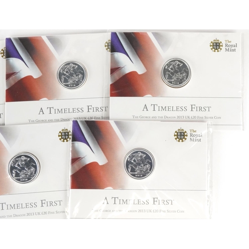 2169 - Five fine silver .999 grade twenty pound coins