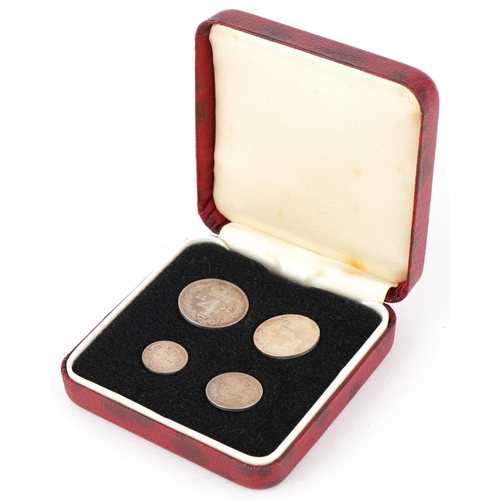 2083 - Edward VII 1902 cased Maundy set consisting of penny, two pence, three pence and four pence