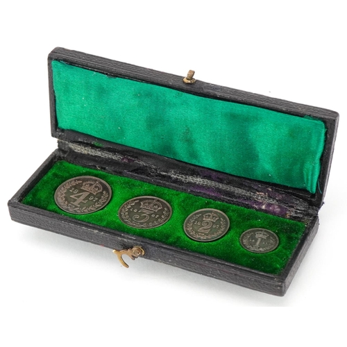 2082 - Cased set of Victorian 1897 Maundy money