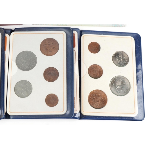 2181 - coin sets comprising 1967 British proof set, Britains first decimal coins in sleeves, cased 1953 Que... 