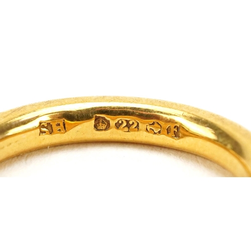 3170 - George V 22ct gold wedding band, Birmingham 1930, size I, 5.1g