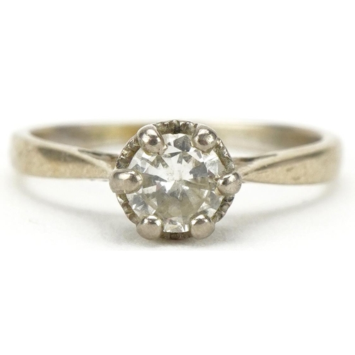 3071 - Unmarked gold diamond solitaire ring, the diamond approximately 0.30 carat, size I/J, 2.0g