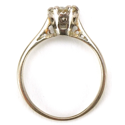 3071 - Unmarked gold diamond solitaire ring, the diamond approximately 0.30 carat, size I/J, 2.0g