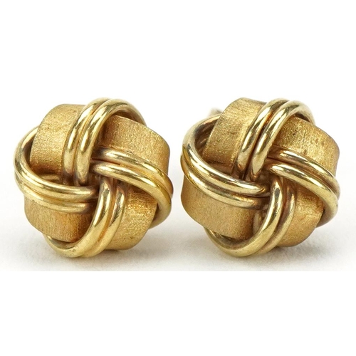 3062 - Pair of 9ct gold knot design stud earrings, 9.2mm in diameter, total 2.5g