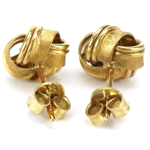 3062 - Pair of 9ct gold knot design stud earrings, 9.2mm in diameter, total 2.5g