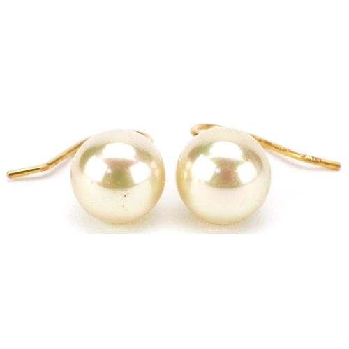 3083 - Pair of 9ct gold Ciro pearl earrings, 7.5mm in diameter, total 1.9g