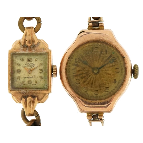 3312 - Two vintage ladies 9ct gold wristwatches, one with 9ct gold flexi-link bracelet, total weight 29.2g