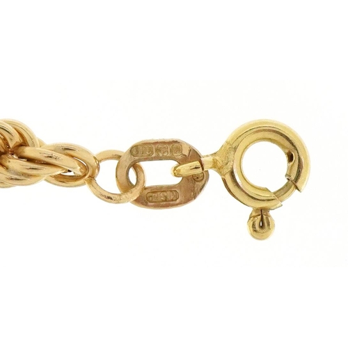 3033 - 9ct gold rope twist bracelet, 16cm in length, 3.0g