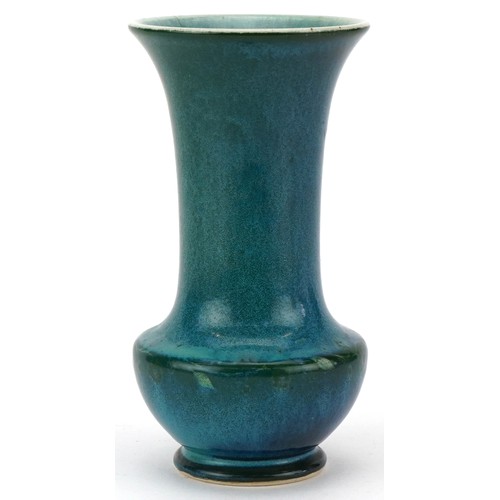 29 - Early 20th century Ruskin Pottery blue glazed vase, impressed mark to base, H-15cm