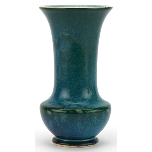 29 - Early 20th century Ruskin Pottery blue glazed vase, impressed mark to base, H-15cm