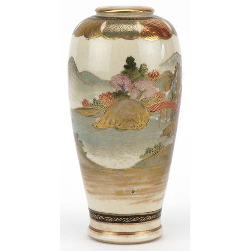 97 - Japanese satsuma earthenware vase, late Meiji period, decorated with a continuous band of figures an... 