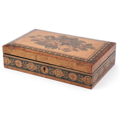 288 - Early 20th century Tunbridge Ware jewellery box by Thomas Barton, baring paper label to base, 5cm x ... 