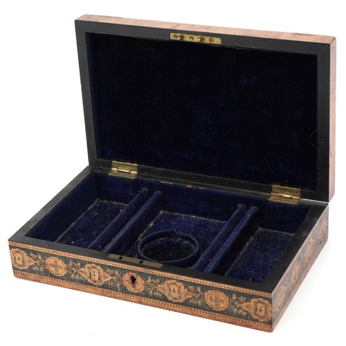 288 - Early 20th century Tunbridge Ware jewellery box by Thomas Barton, baring paper label to base, 5cm x ... 