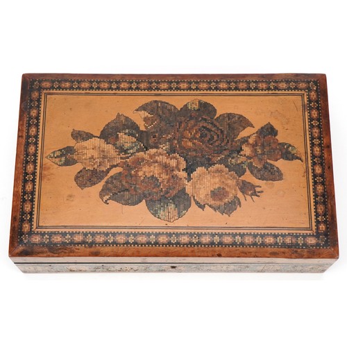 288 - Early 20th century Tunbridge Ware jewellery box by Thomas Barton, baring paper label to base, 5cm x ... 