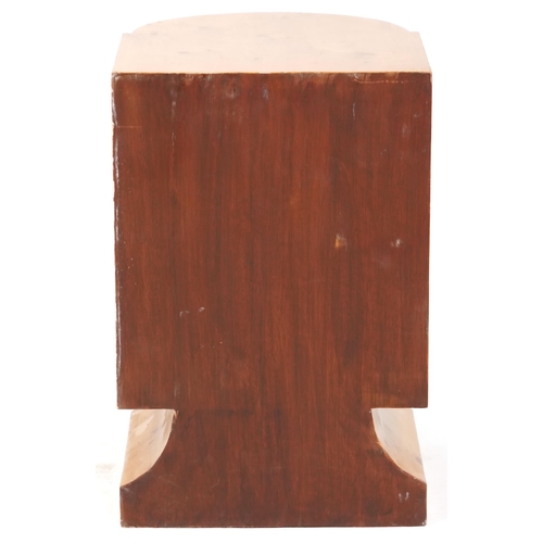 1076 - Late 20th century Art Deco style maple veneered bedside cabinet with two drawers on a plinth base, 5... 